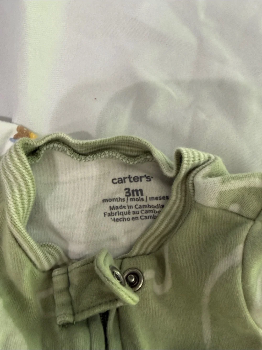 Carter's Baby One-Piece Footies in Green, Blue, White with Dino & Animal Prints